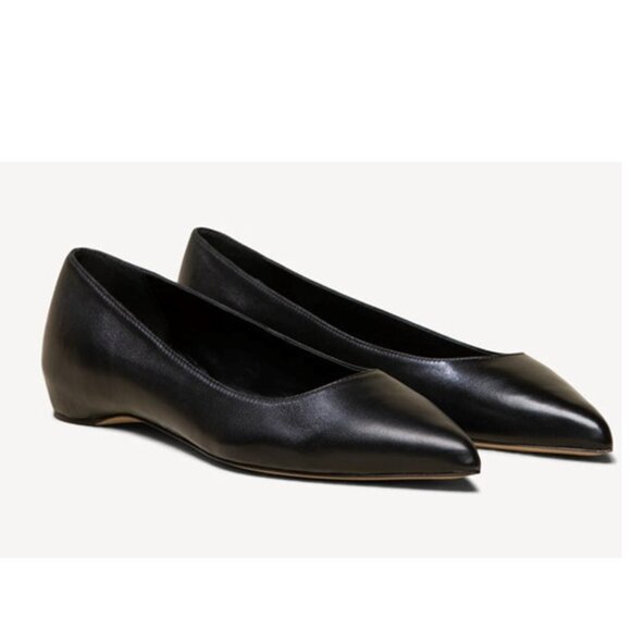 M. Gemi The Esatto Black Leather Pointed Toe Flats Size 38.5 EUC - Picture 1 of 8